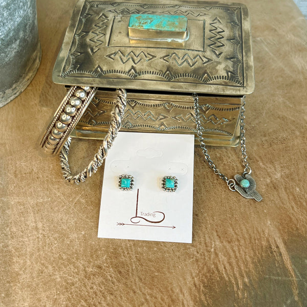 Turquoise Mini Square Studs