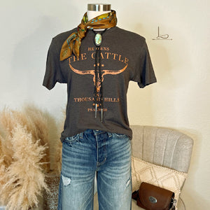 He Owns The Cattle~ Graphic Tee in Grey