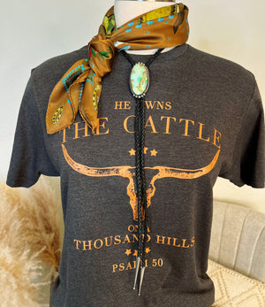 He Owns The Cattle~ Graphic Tee in Grey