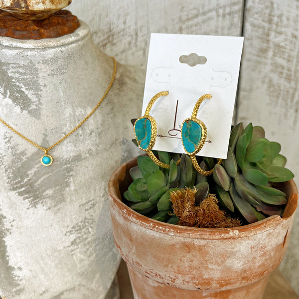 The Christina Gold & Turquoise Hoops