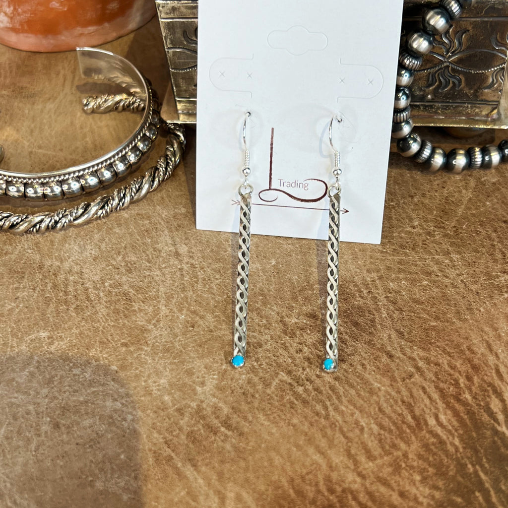 Sterling Silver Twisted Bar Dangle Earrings