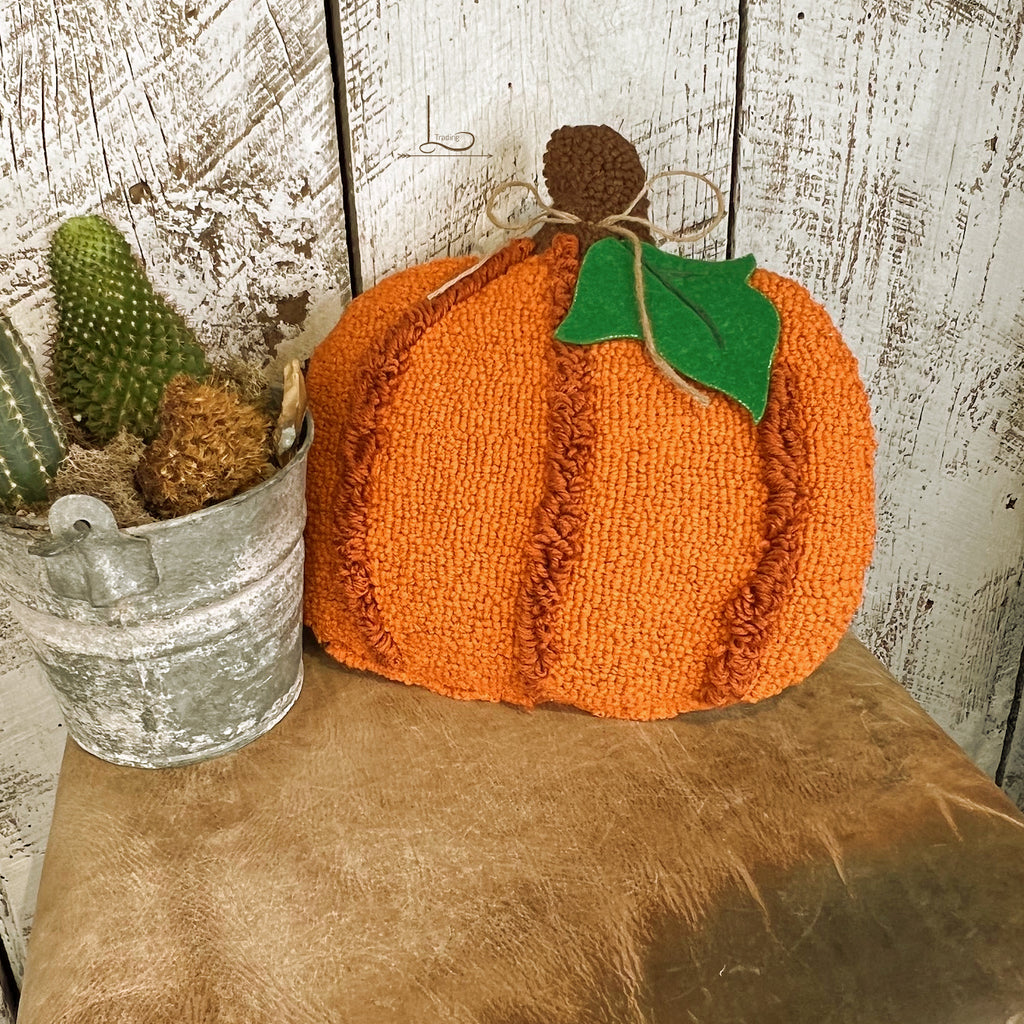 The Pumpkin ~ Wool Hooked Pillow