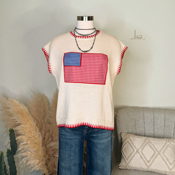 The Gingham Americana  ~ Knit Top