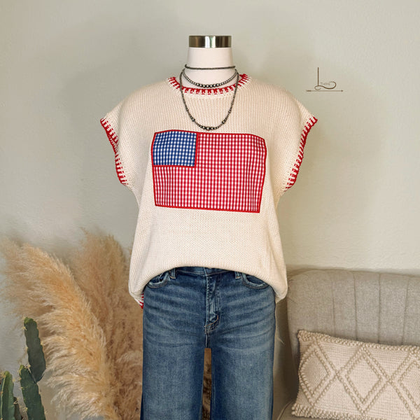 The Gingham Americana  ~ Knit Top