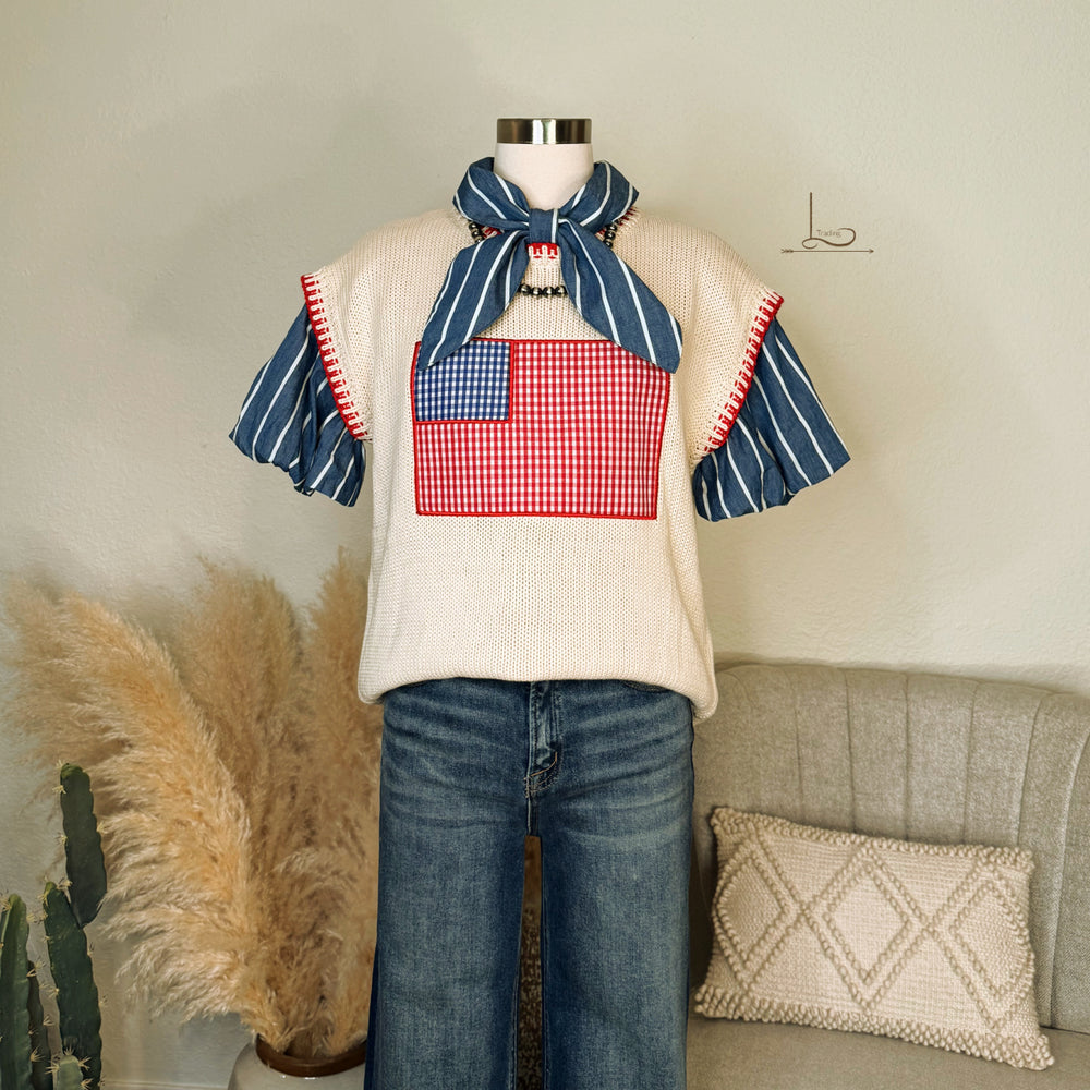The Gingham Americana  ~ Knit Top