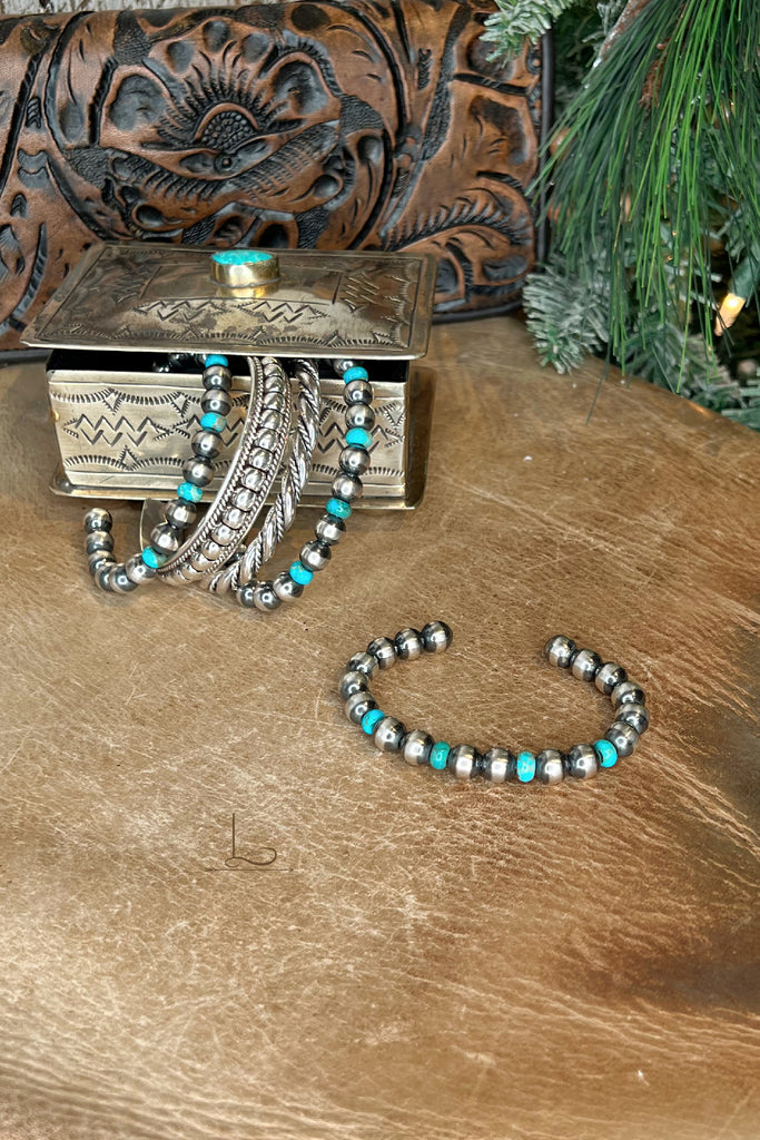 The Sterling Silver Pearl & Turquoise Cuff