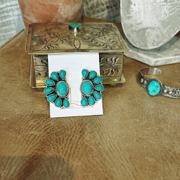 Azul Turquoise Half Cluster Earrings