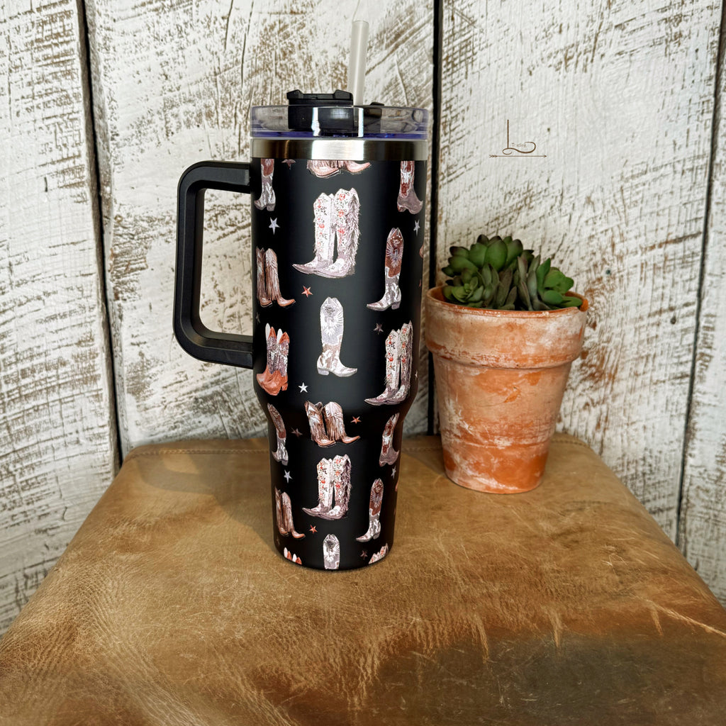 Cowgirl Boots in Black Tumbler