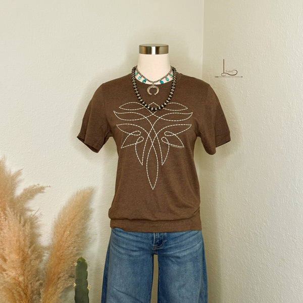 The Heathered Brown Bootstitch Graphic Tee