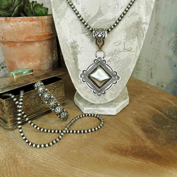 Grande Sterling Silver Stamped Concho Pendant