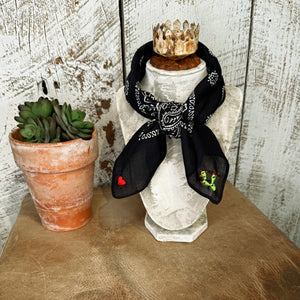 Embroidered Cactus Love Bandana in Black