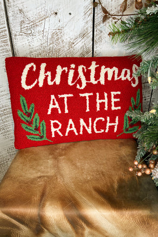Christmas At The Ranch ~ Wool Hooked Accent Pillow
