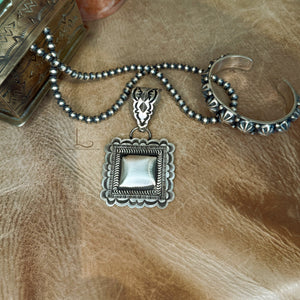 Grande Sterling Silver Stamped Concho Pendant