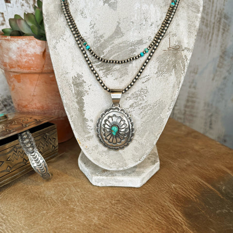 Sterling Silver & Turquoise Concho Pendant