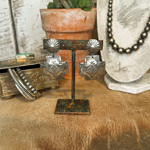The Sterling Silver Cross Concho Earrings