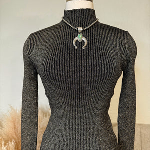Fort Worth Nights Ribbed Mock Neck in Black