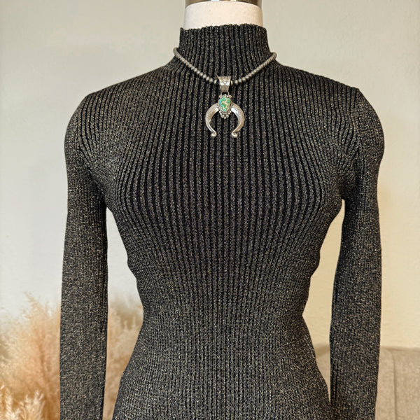 Fort Worth Nights Ribbed Mock Neck in Black