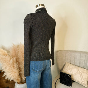 Fort Worth Nights Ribbed Mock Neck in Black