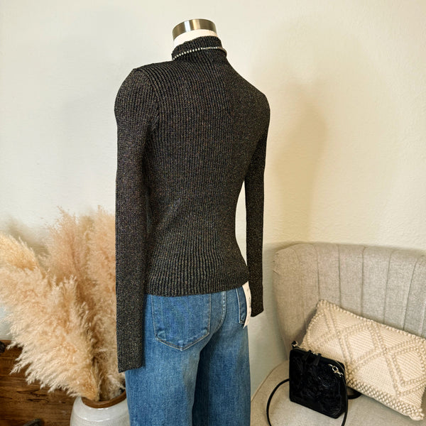 Fort Worth Nights Ribbed Mock Neck in Black