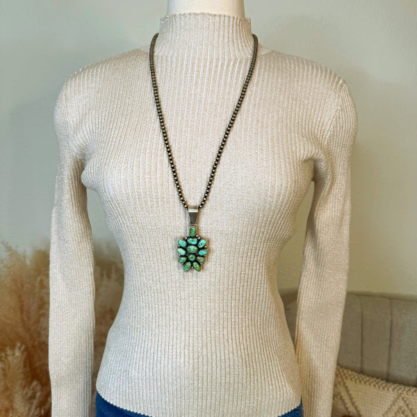 Fort Worth Nights Ribbed Mock Neck in Champagne
