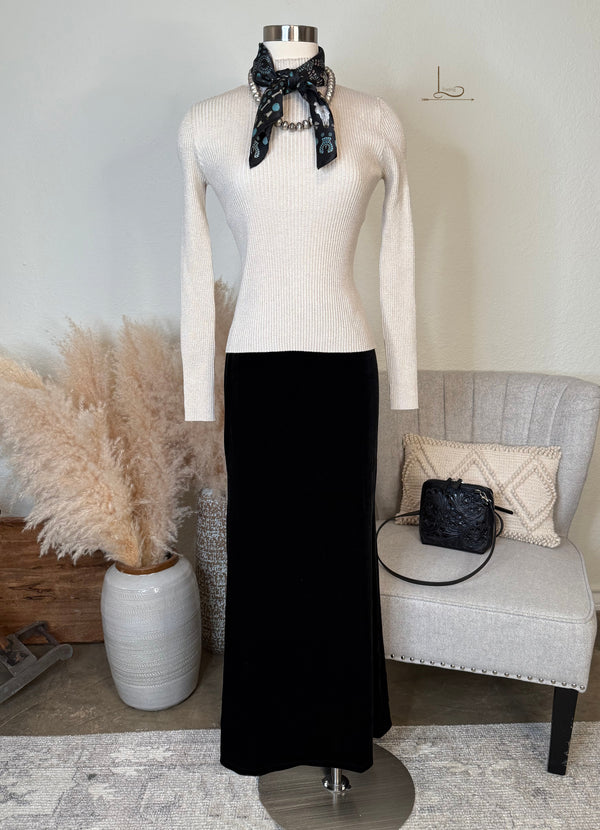 The Black Velvet Maxi Skirt