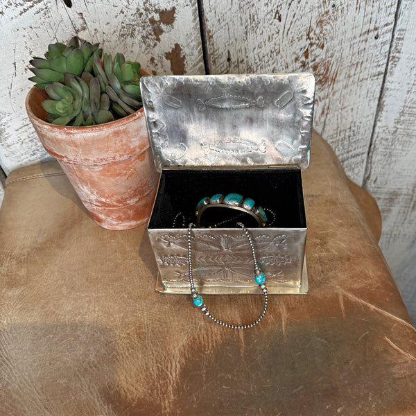 Hand Stamped Feathers Silver Box