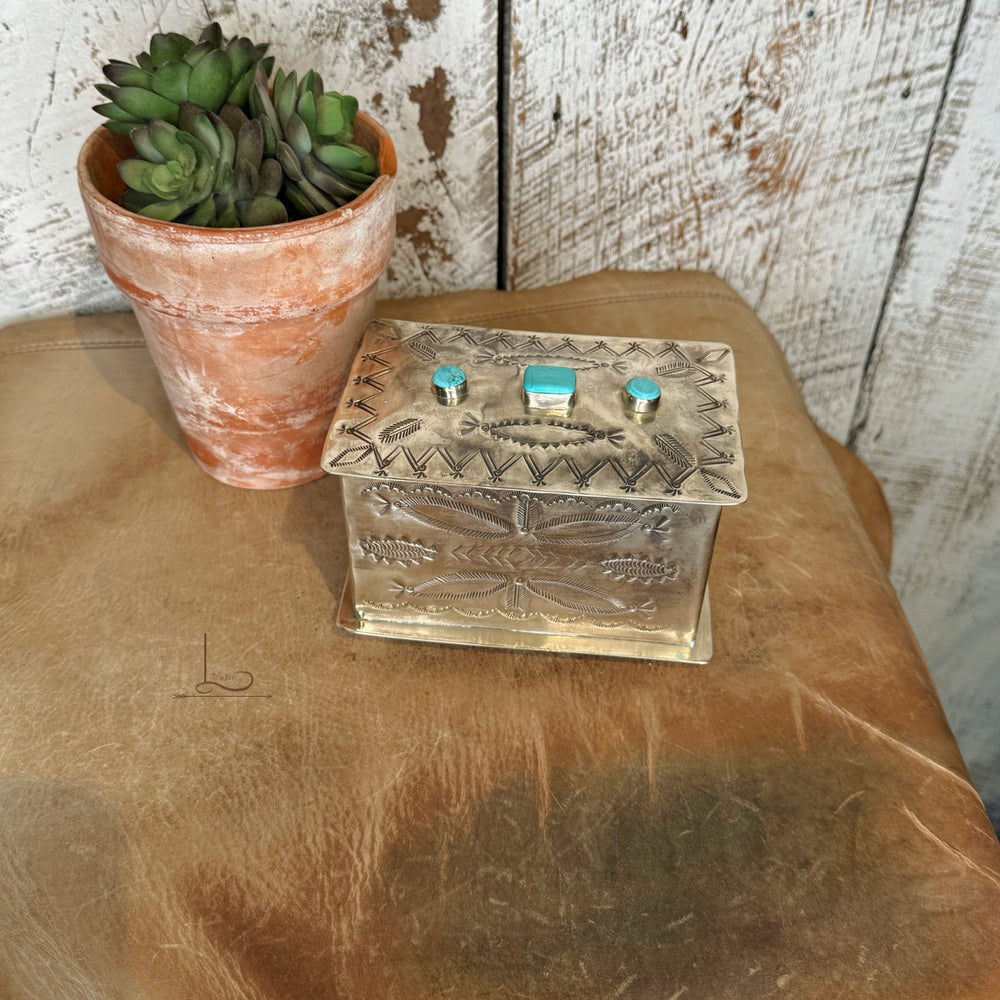 Hand Stamped Feathers Silver Box