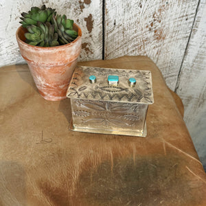 Hand Stamped Feathers Silver Box