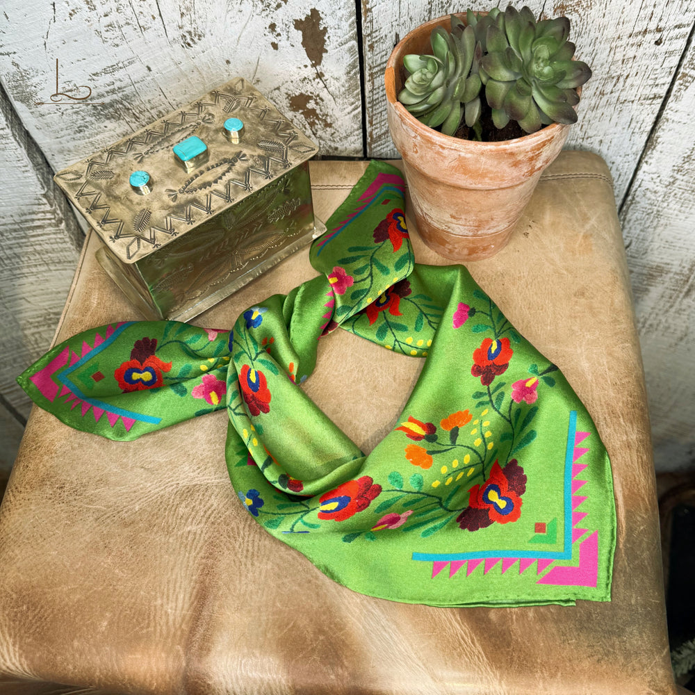 The Fiesta Silk Shorty Wild Rag in Bright Green