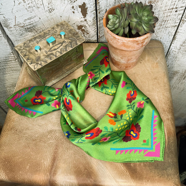 The Fiesta Silk Shorty Wild Rag in Bright Green
