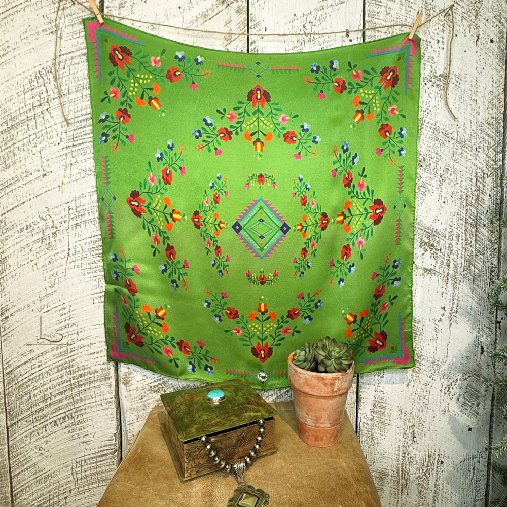 The Fiesta Silk Shorty Wild Rag in Bright Green
