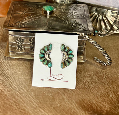 Verde Turquoise Half Cluster Earrings