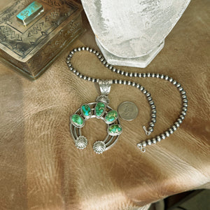 The Gallup Turquoise Naja Pendant with Sterling Silver Pearls Set