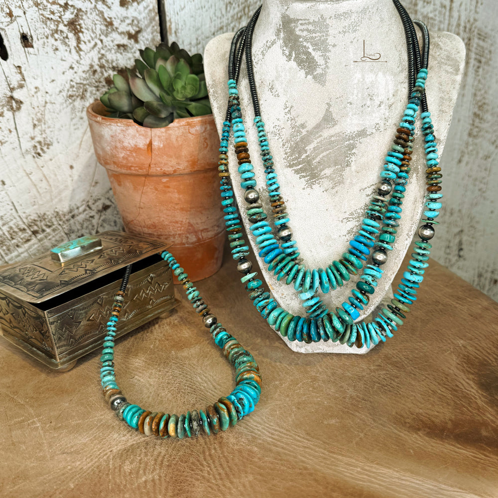 The Graduated Turquoise & Sterling Silver Pearl Necklace