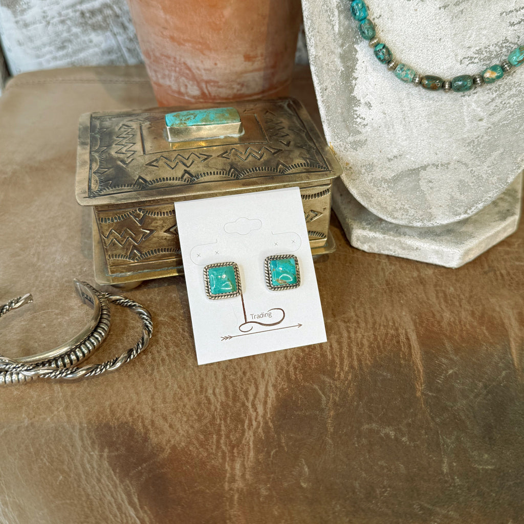 The Gallup Turquoise Square Studs