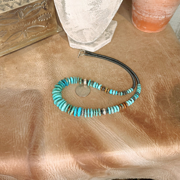 The Graduated Turquoise & Sterling Silver Pearl Necklace