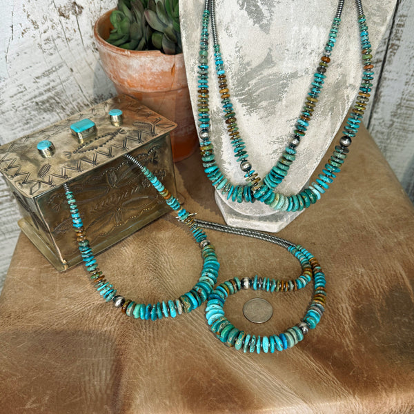 The Graduated Turquoise & Sterling Silver Pearl Necklace