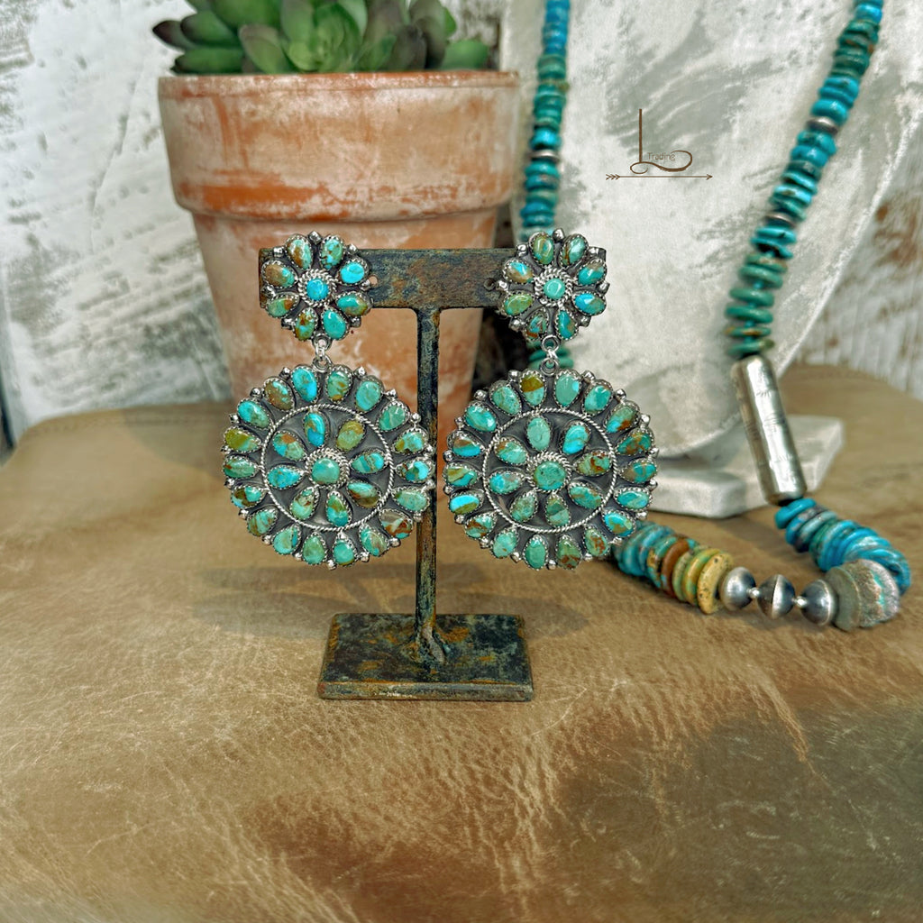 Grande Turquoise Cluster Dangle Earrings