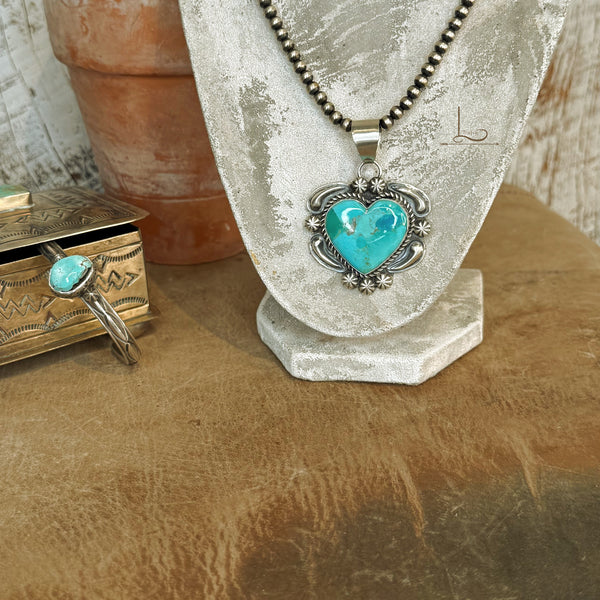 The Kingman Turquoise Heart Pendant