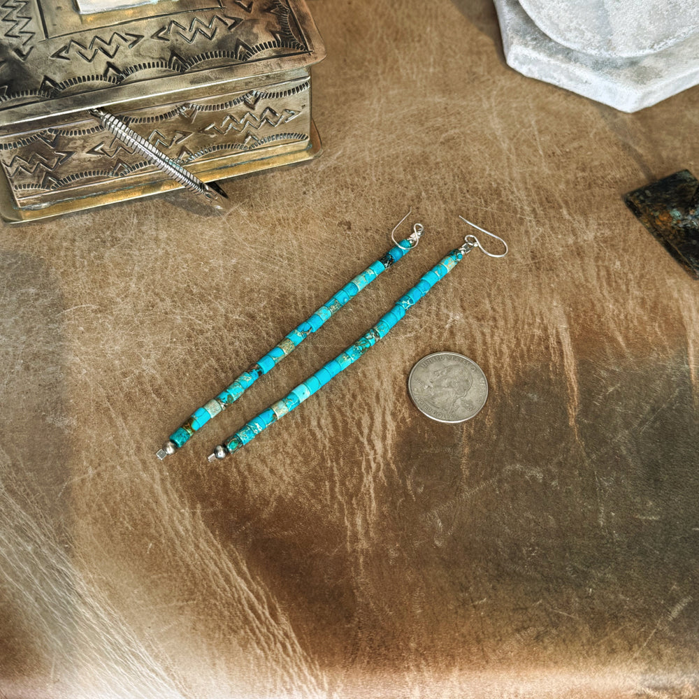 Heishi Turquoise Tassel Earrings