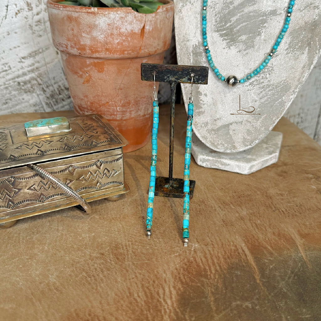 Heishi Turquoise Tassel Earrings