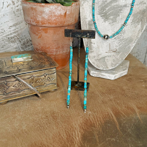 Heishi Turquoise Tassel Earrings
