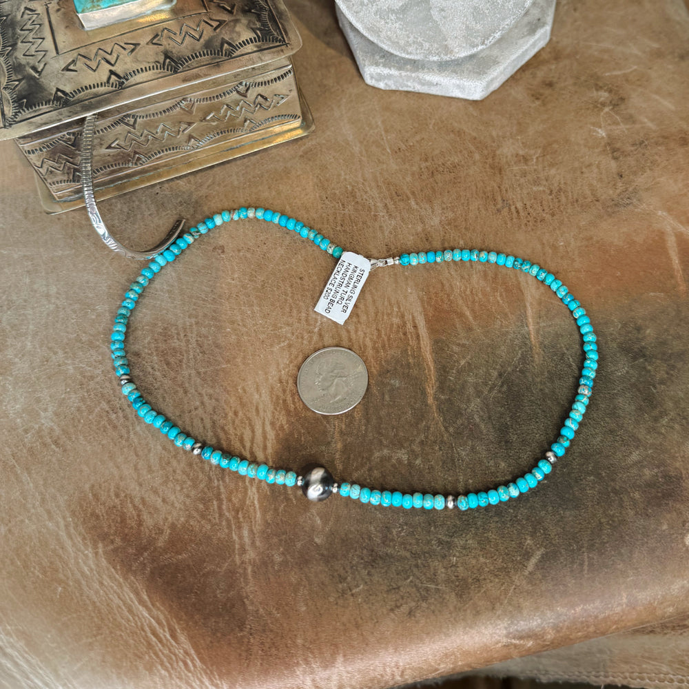 Heishi Turquoise & Sterling Silver Pearl Necklace