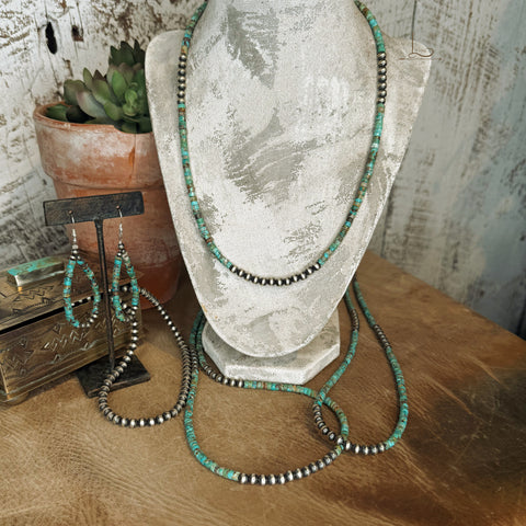 The Heishi Turquoise & Sterling Silver Pearl Necklace