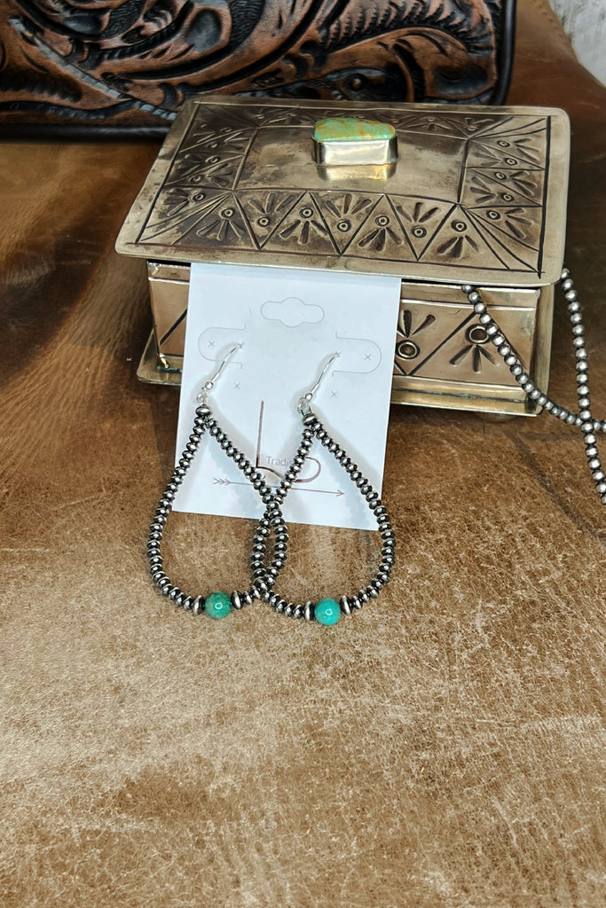 Sterling Silver Pearl & Turquoise Teardrop Earrings