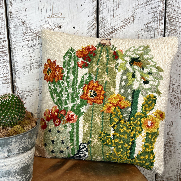 The Desert Florals ~ Wool Hooked Pillow