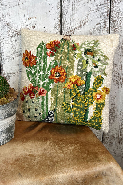 The Desert Florals ~ Wool Hooked Pillow