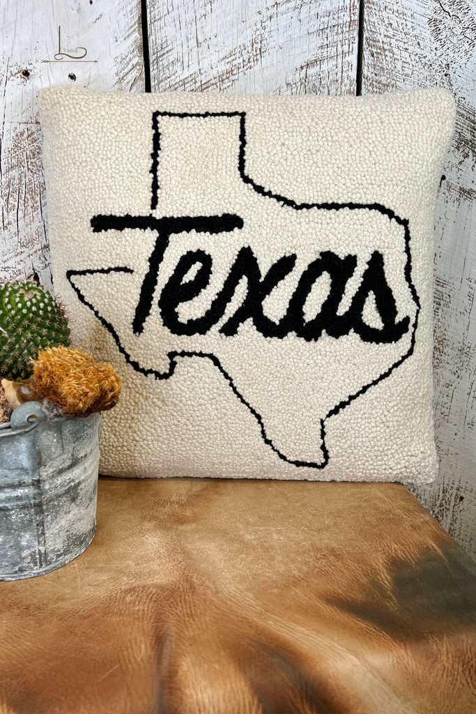 Texas ~ Wool Hooked Pillow
