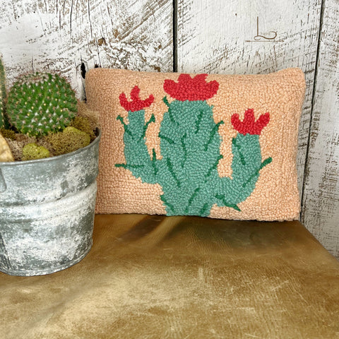 The Cactus Rose ~ Wool Hooked Pillow