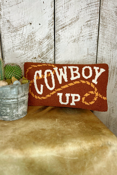 Cowboy Up ~ Wool Hooked Pillow
